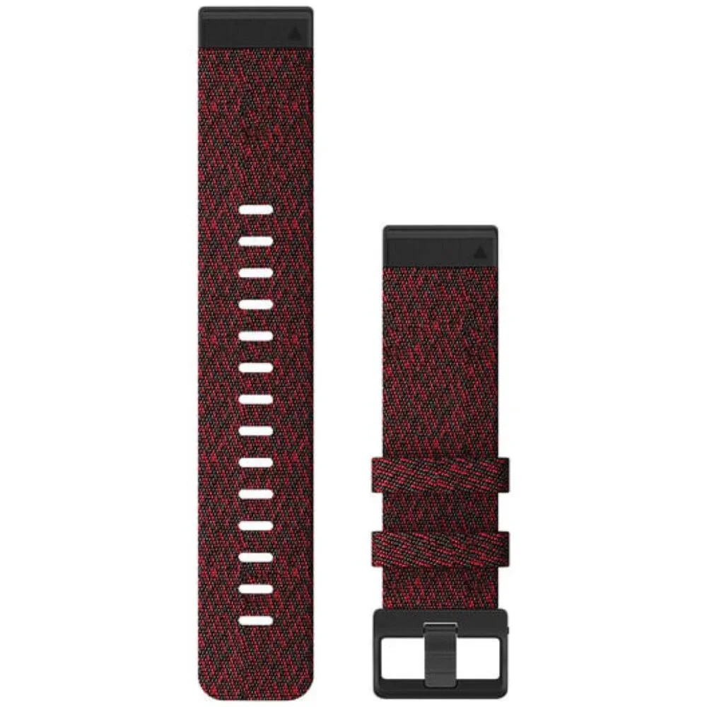 EUC Garmin QuickFit 22 Watch Band Heathered Red Nylon black metal Fenix 6